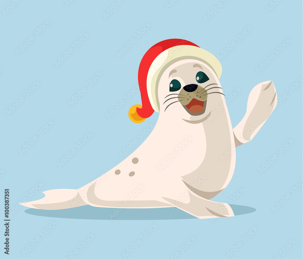 Cute harp seal puppy. Vector cartoon illustration Stock Vector | Adobe ...