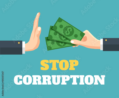 Stop corruption. Vector flat illustration