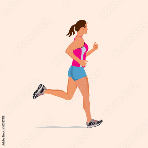 running girl, vector illustration