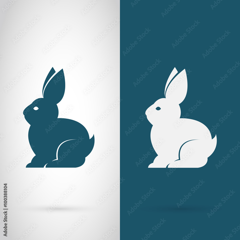 Obraz premium Vector image of a rabbit design on white background and blue bac