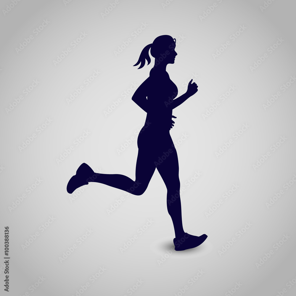 running girl, icon, vector illustration