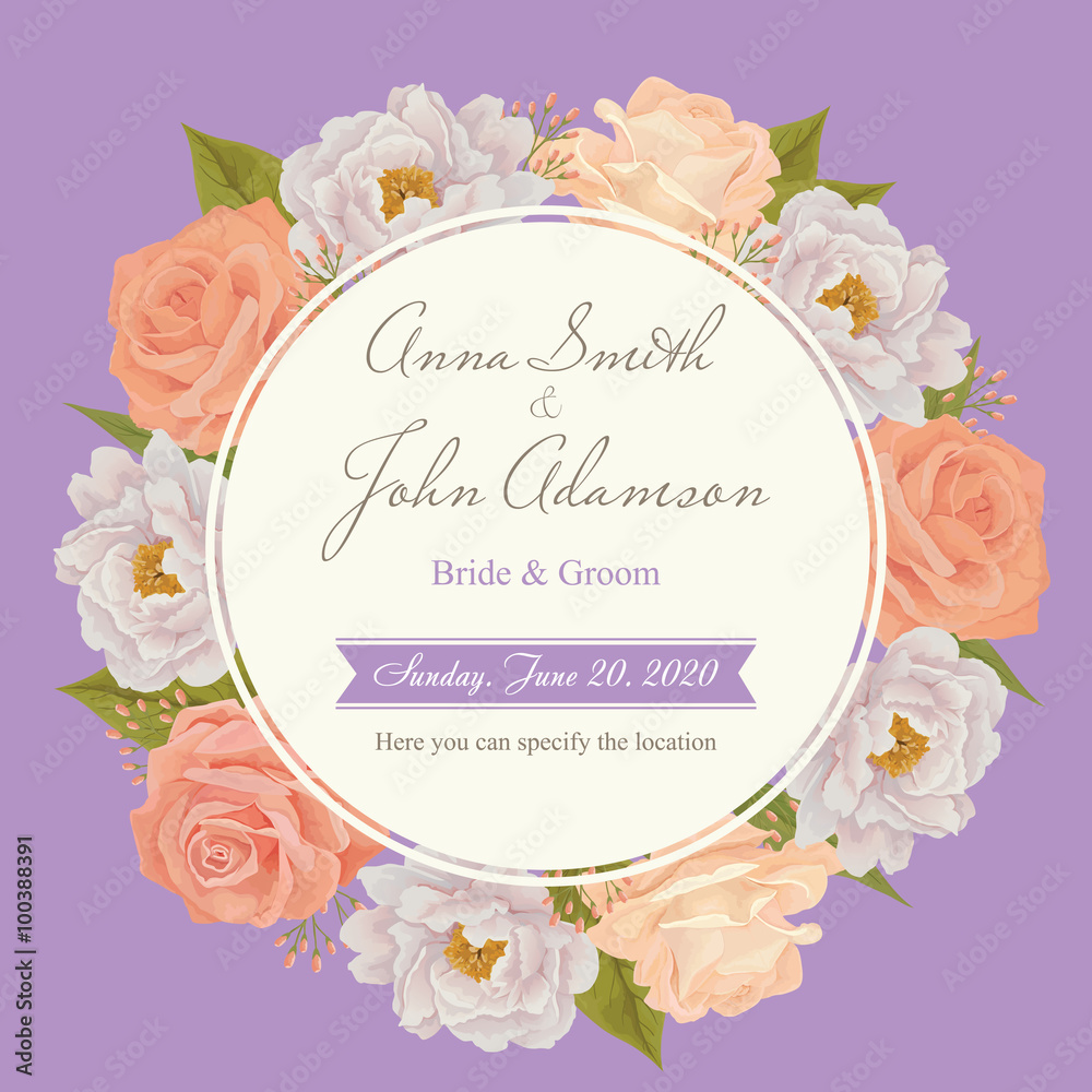 Flower wedding invitation card, save the date card, greeting car