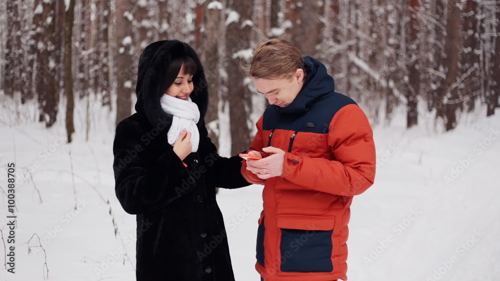 Happy couple taking selfie in slowmotion Happy couple taking selfie in slowmotion