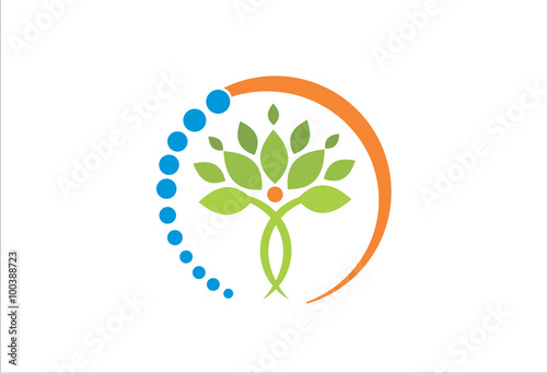 people tree icon with green leaves logo
