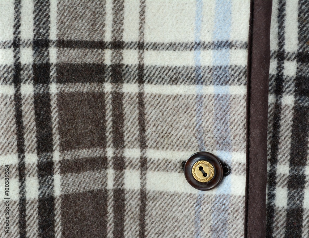Detail Wolljacke / Karierte Jacke mit Knopfverschluss Stock Photo | Adobe  Stock