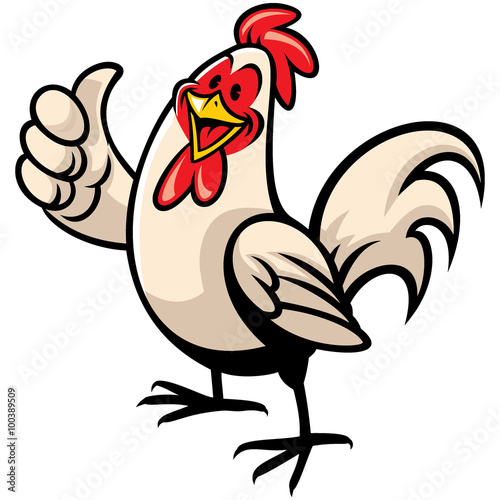 cartoon of chicken with thumb up