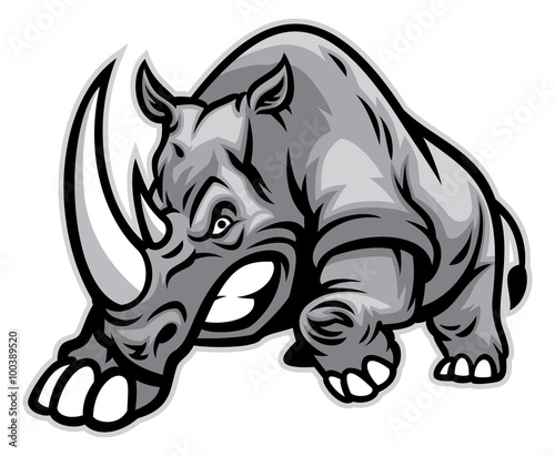 Angry rhino ready to ram