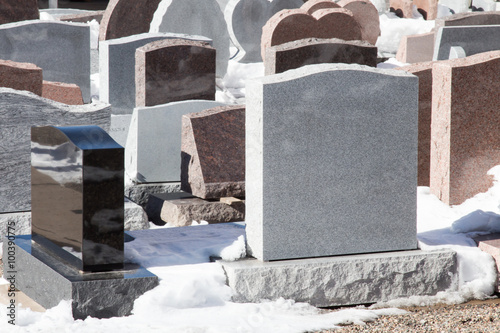 Εκτύπωση καμβά Many granite gravestones in the snow