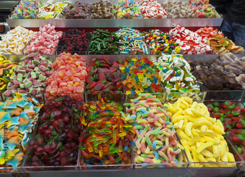 Sweets stalls at Machane Yehuda Market. Jerusalem, Israel. photo