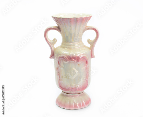 old China vase vintage on white background