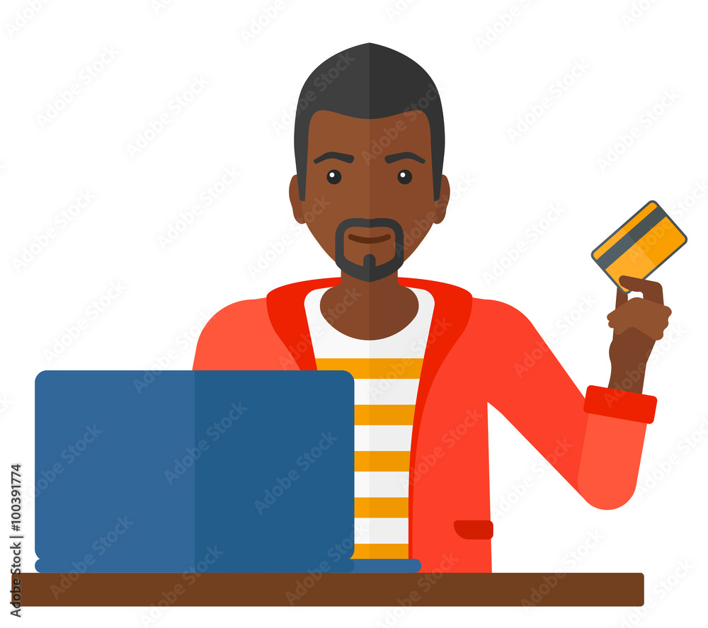 Man making purchases online.