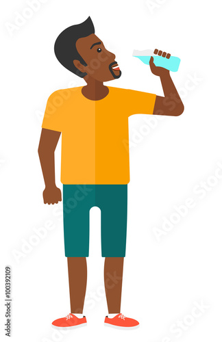Man drinking water.
