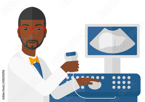 Male ultrasound specialist.
