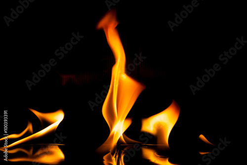 Flame fire movement on a black background.