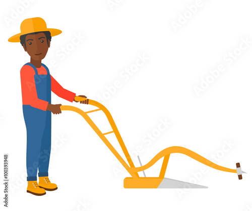 Farmer with plough.