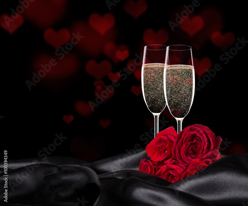 Valentine day with champagn...