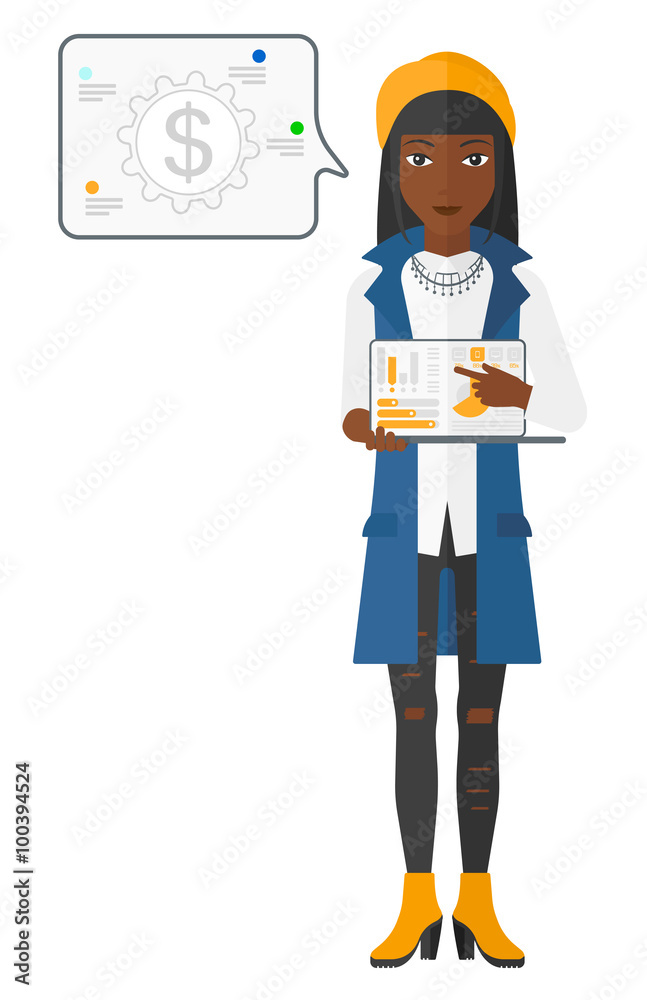 Woman presenting report. Woman presenting report.