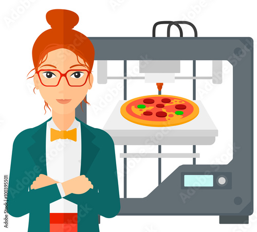 Woman with three D printer.