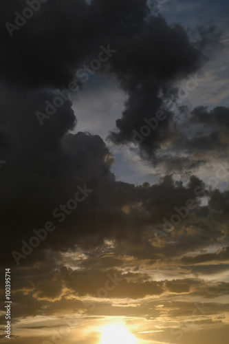 black cloud on sunset dramatic dark sky background