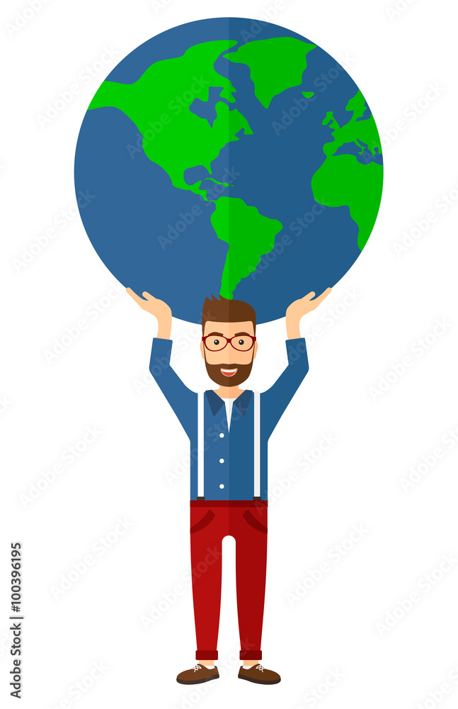 Man holding globe. Man holding globe.