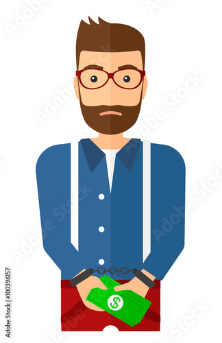 Man handcuffed for crime.