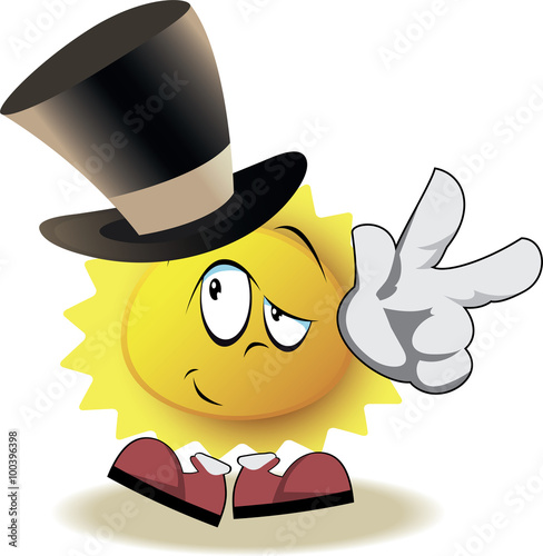 Live sun with face, arms, feet and hat