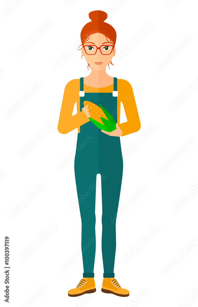 Farmer holding corn. Farmer holding corn.