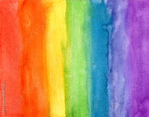 Canvastavla Abstract striped rainbow watercolor background