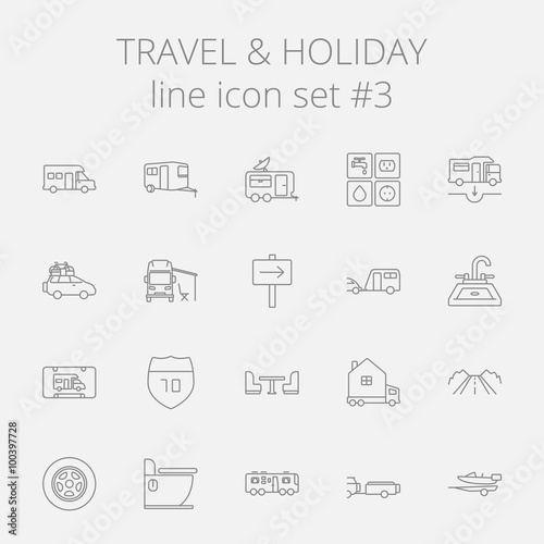 Travel and holiday icon set.
