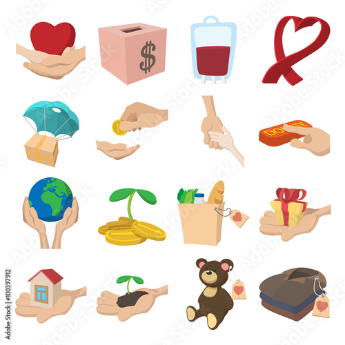 Картината върху платно Donate given cartoon icons set
