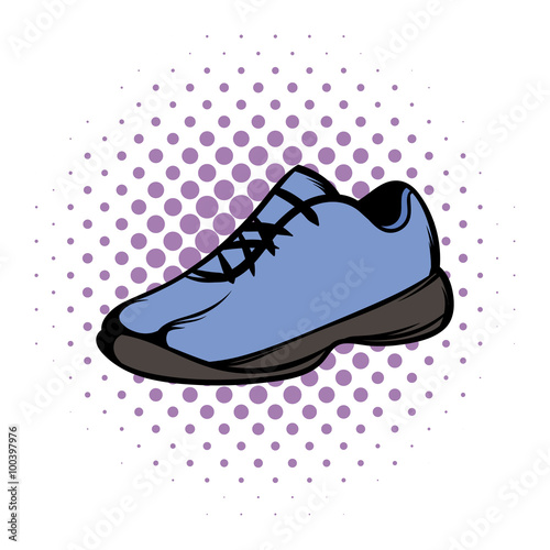 Single blue running shoes comics