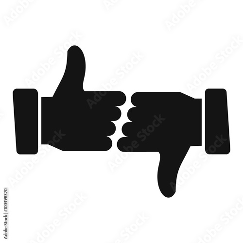 Hands showing thumbs up and down