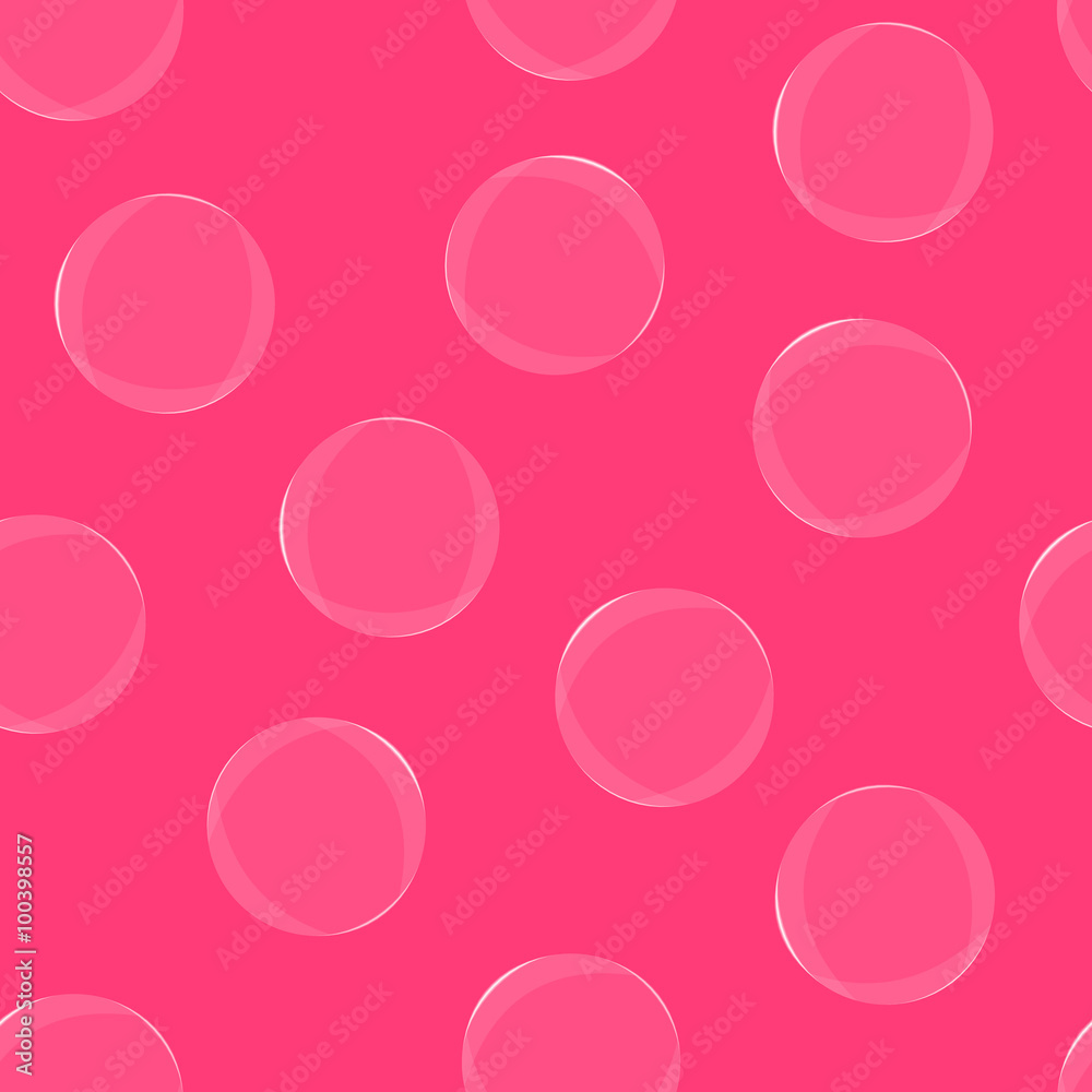 Vector glass bubbles on pink background seamless pattern