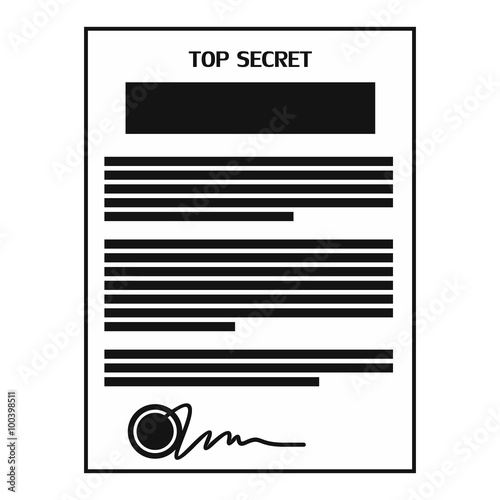 Top secret document black simple icon