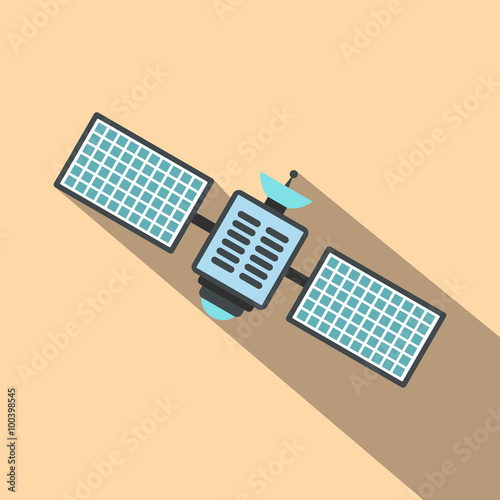 Satellite flat icon with shadow