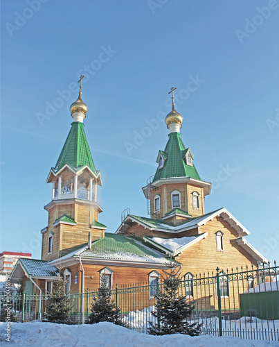 Orthodox church in the cold winter