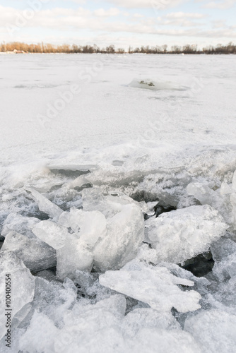 Frozen Dnieper River in Kiev  Ukraine  During Winter