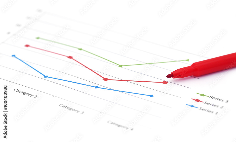 Graph with a signature pen over white background Graph with a signature pen over white background