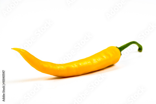 yellow hot chili pepper on a white background