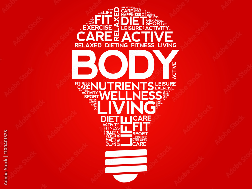 Fototapeta premium BODY bulb word cloud, health concept