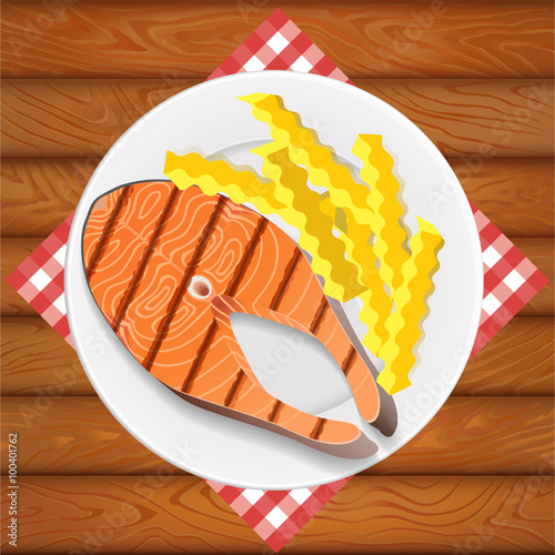 SALMON GRILLED AND FRENCH FRY
