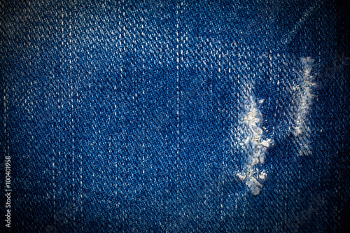 Vintage Blue torn denim jeans texture.