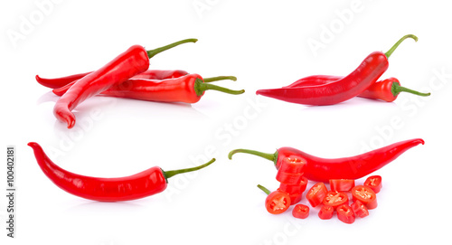red chili on white background
