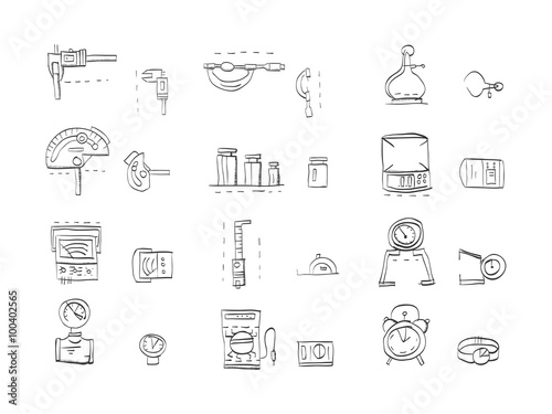 Εκτύπωση καμβά Sketch icons vector collection for metrology