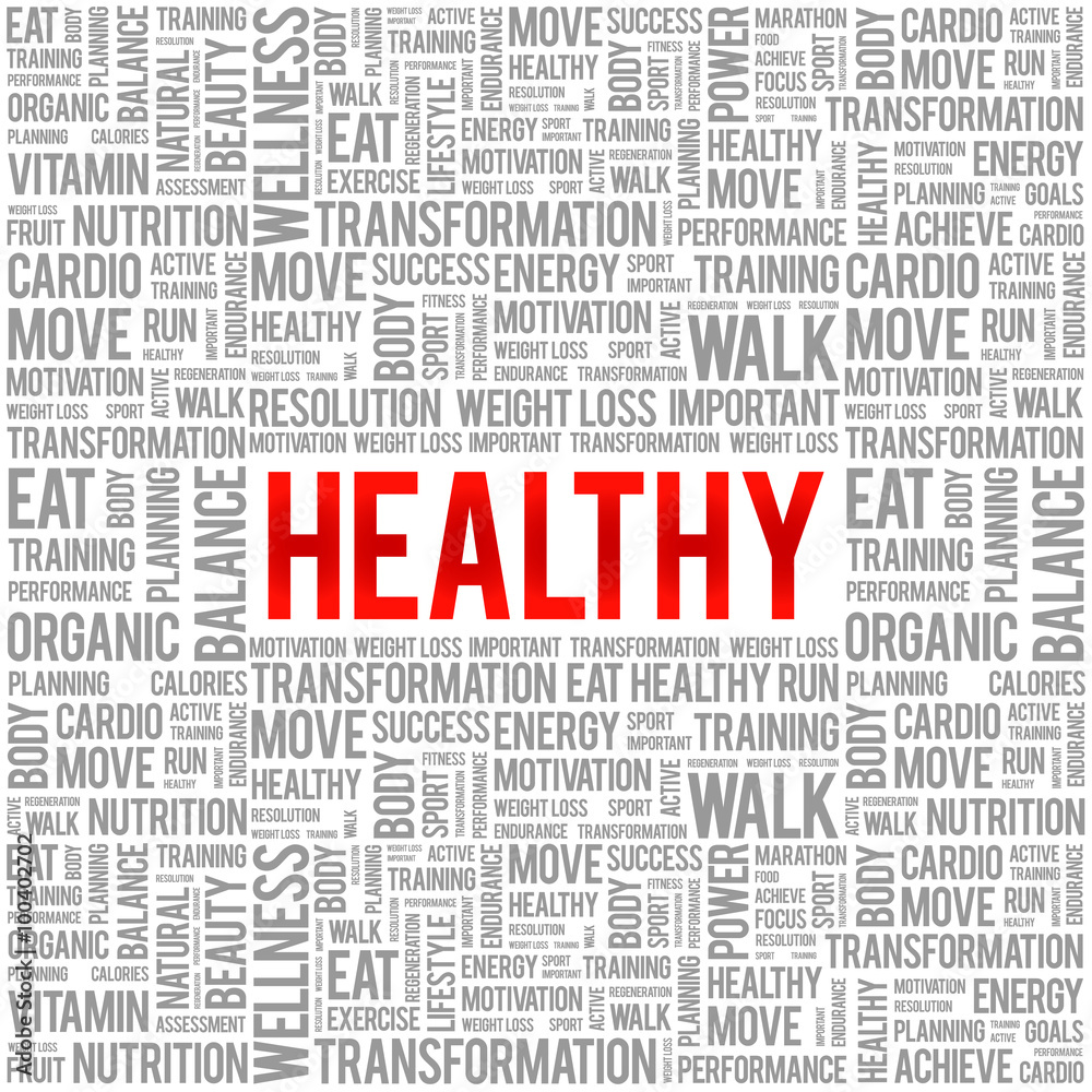 HEALTHY word cloud background, health concept HEALTHY word cloud background, health concept
