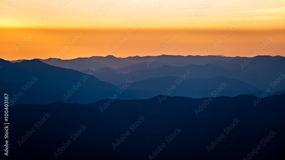 twilight time with mountain view