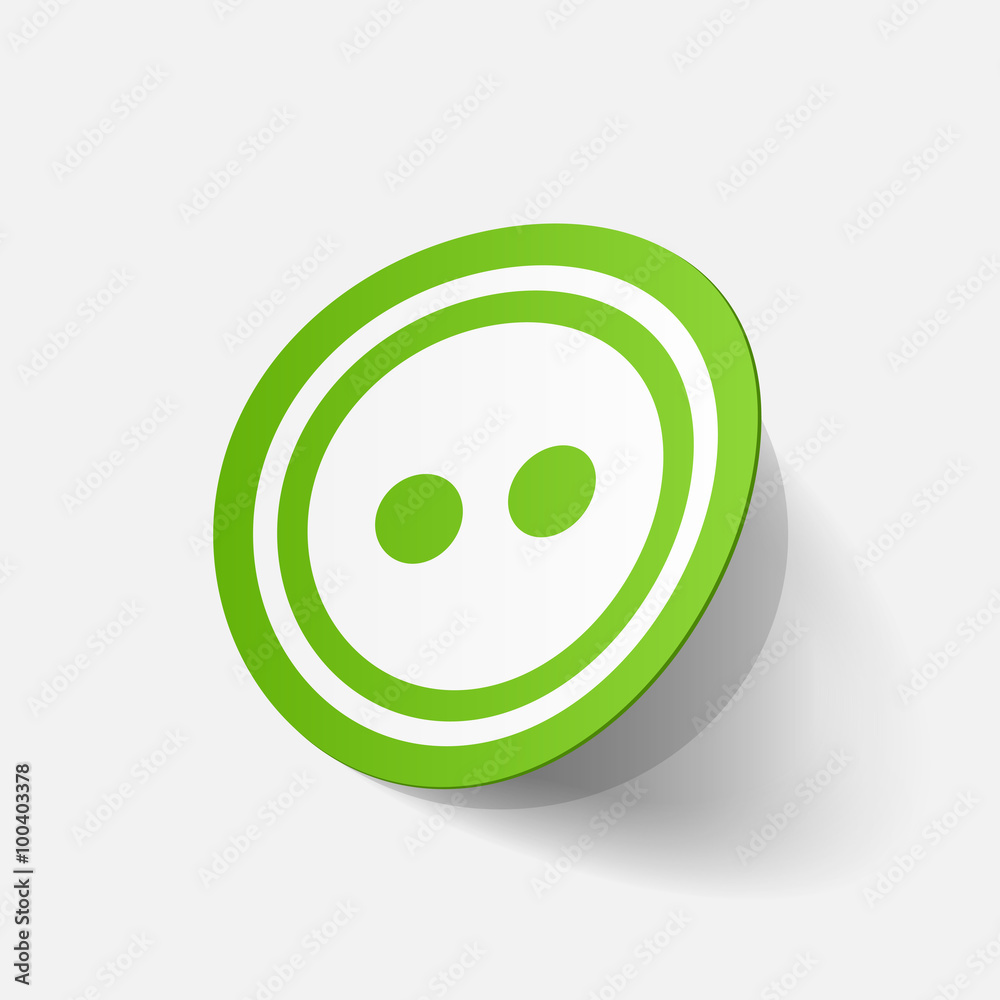 Realistic paper sticker: sewing Button Realistic paper sticker: sewing Button