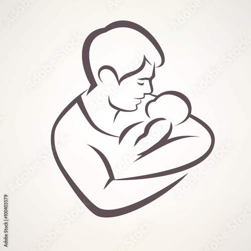 father and baby isolated vector symbol