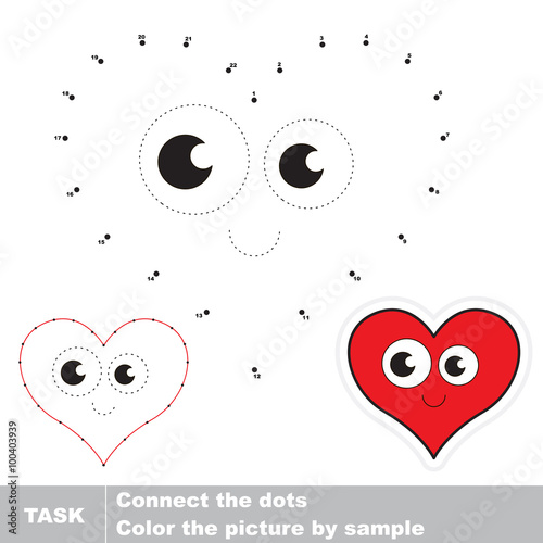 Heart to be traced. Vector numbers game.  photo