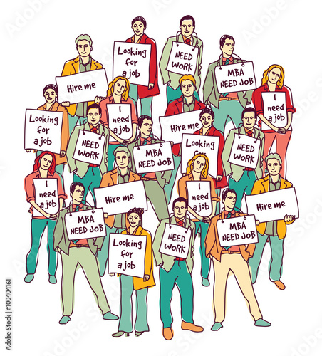 Group business people unemployed looking for job. 